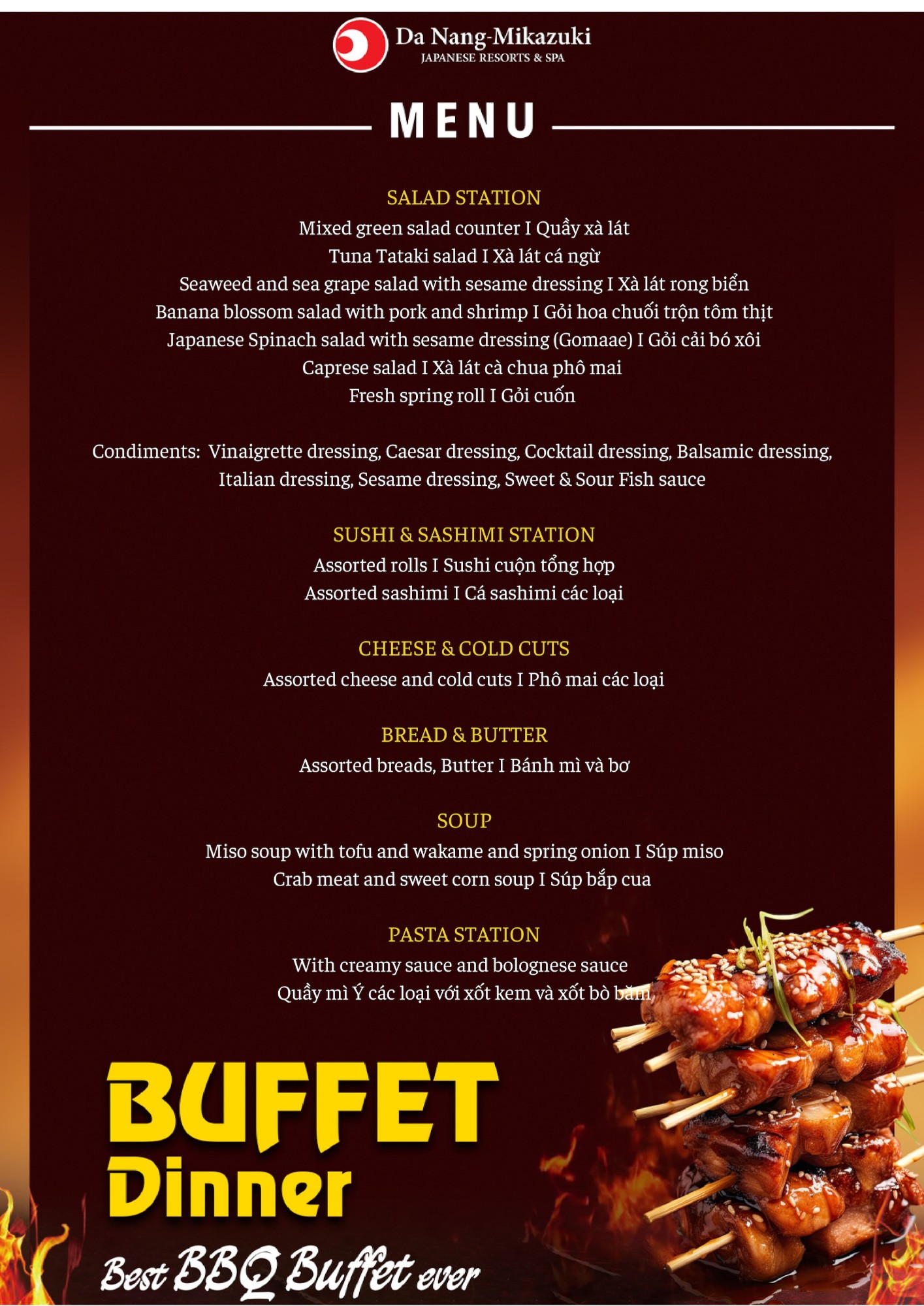 BBQ buffet menu