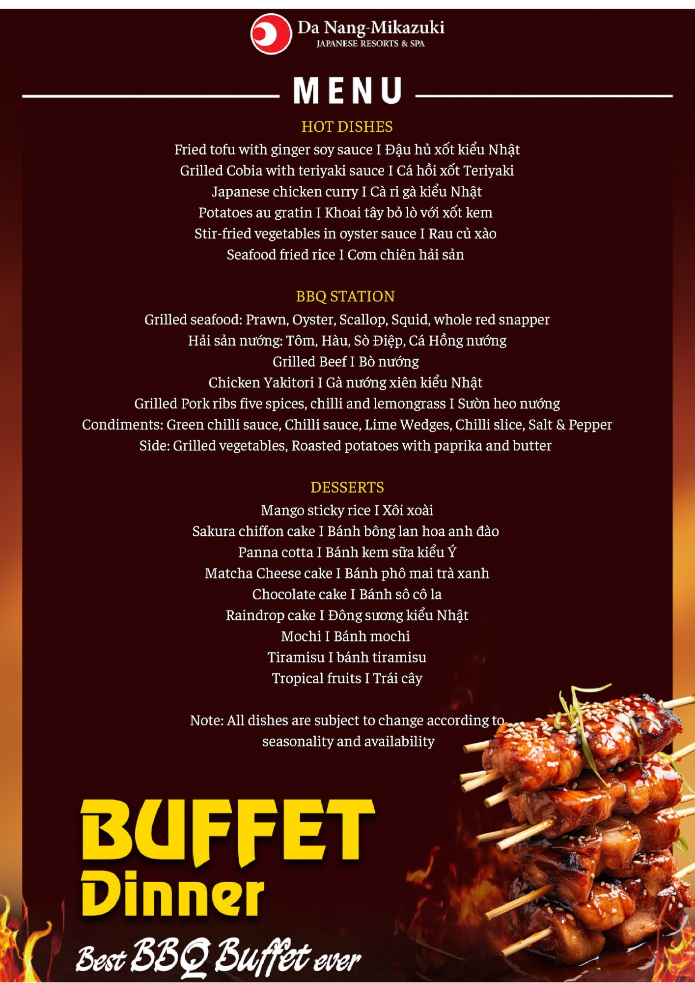 BBQ Buffet menu